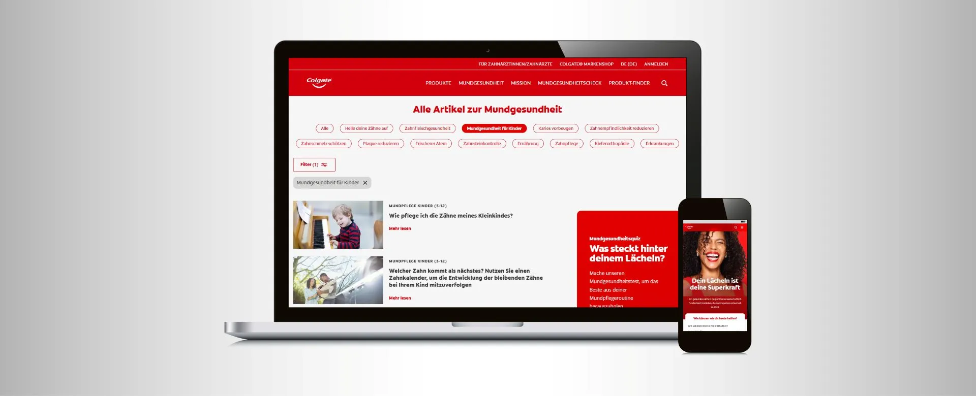 Zrzut ekranu projektu Colgate Lokalizacje