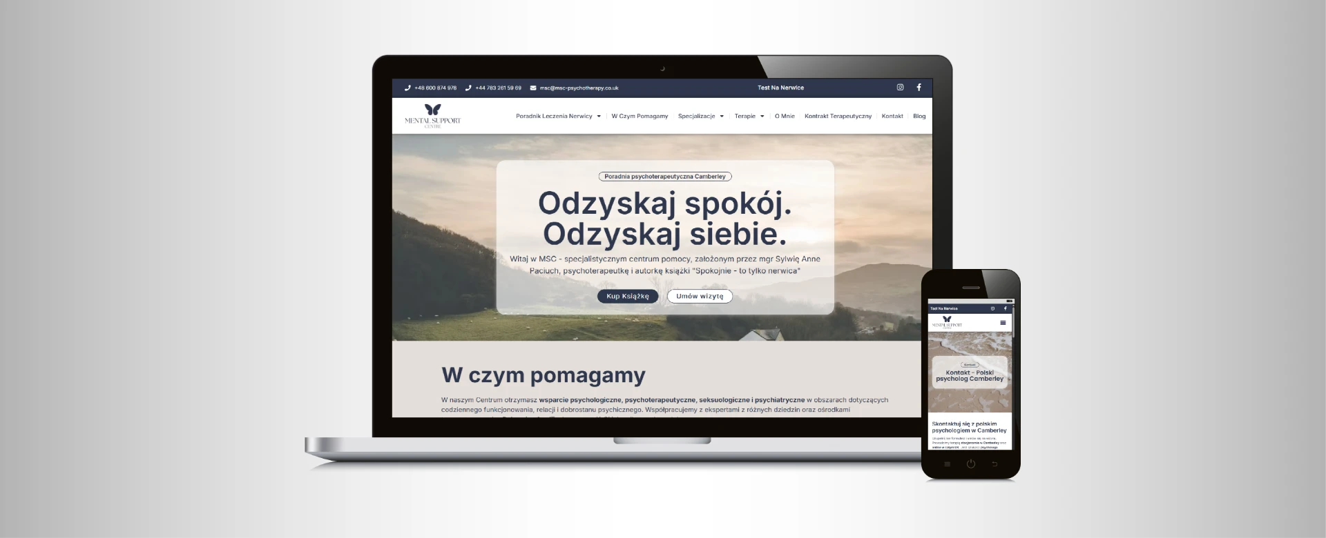 Zrzut ekranu projektu Strona dla psychologa - MSC Psychotherapy UK