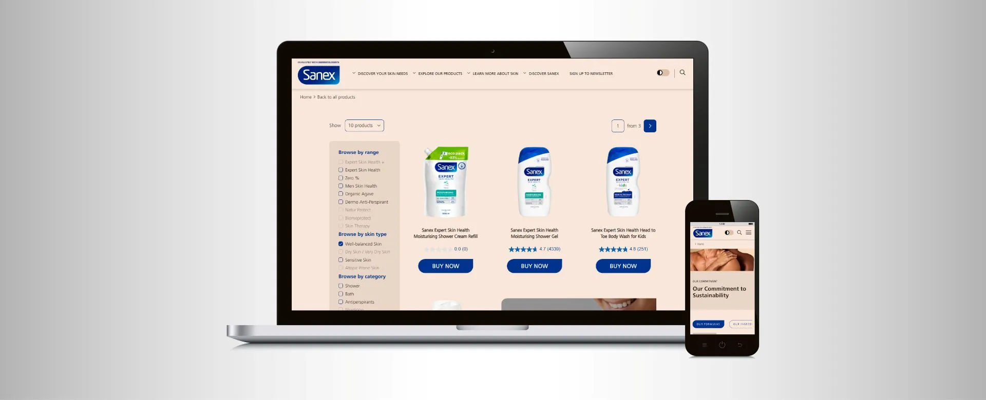 Zrzut ekranu projektu Sanex Accessibility