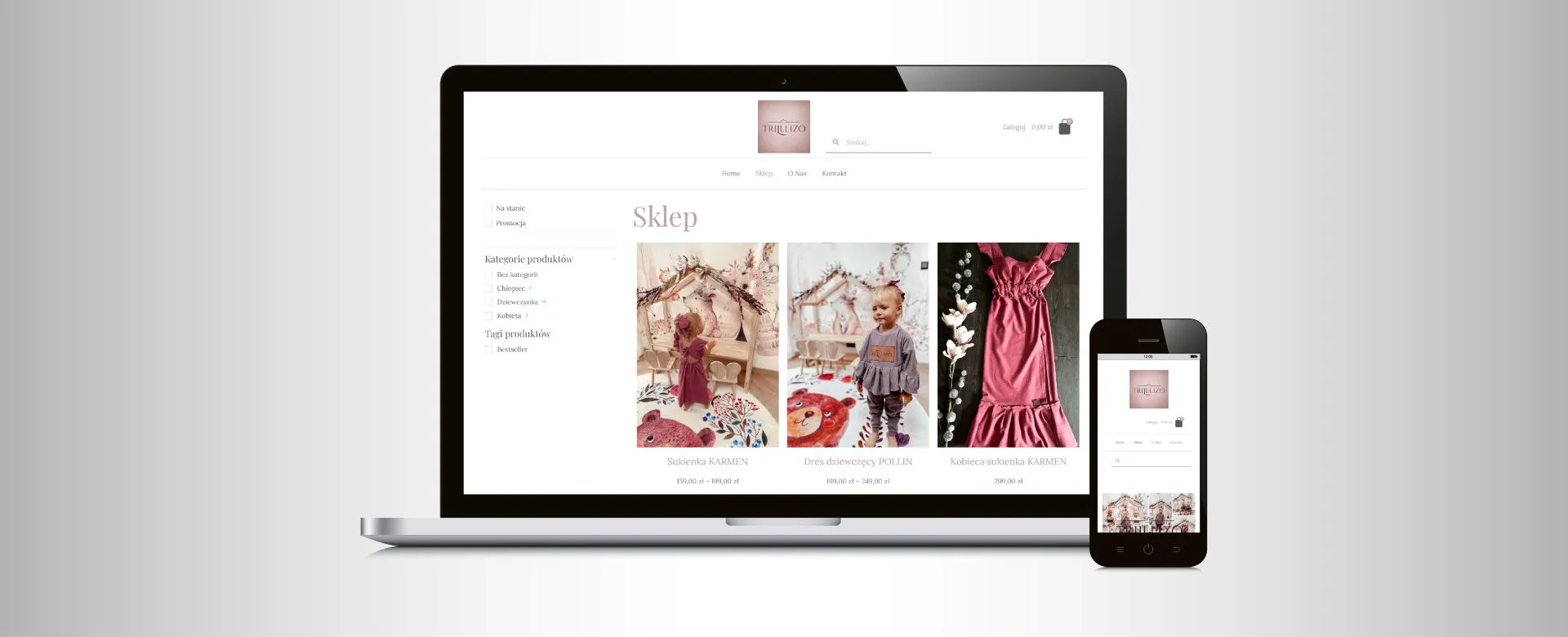 Zrzut ekranu projektu Sklep dla firmy odzieżowej - Trilllizo