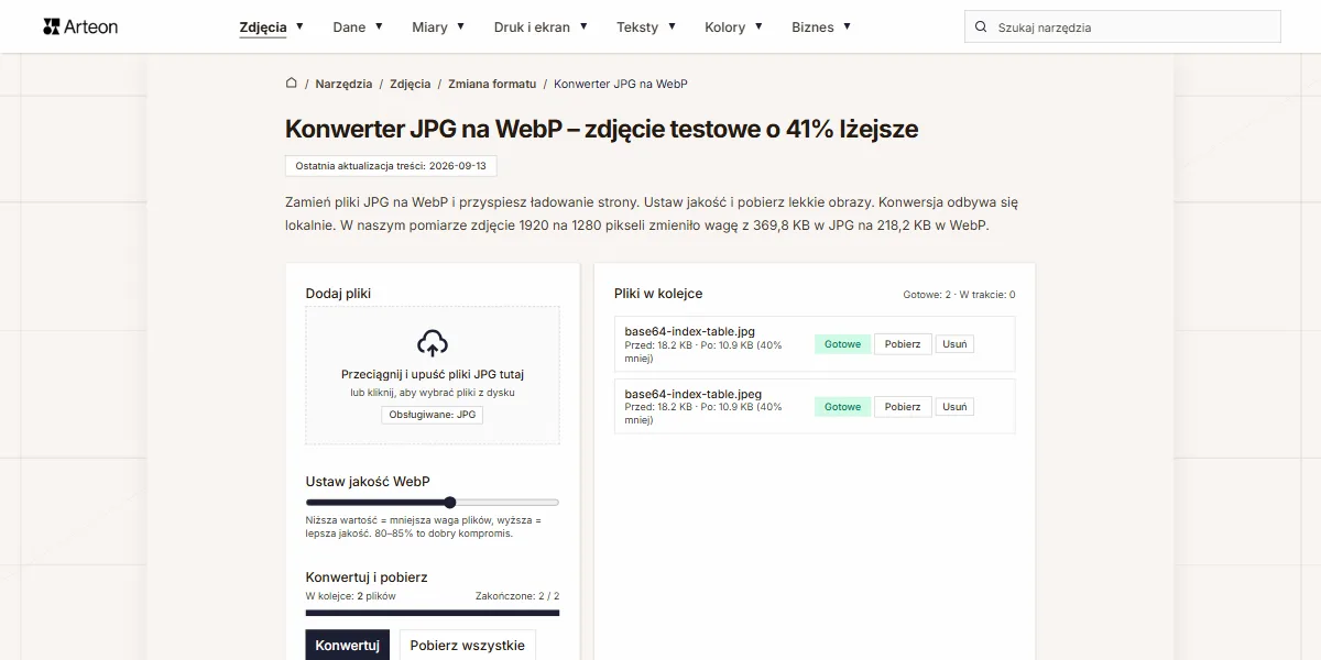 Arteon Tools - platforma z darmowymi narzędziami działającymi w przeglądarce