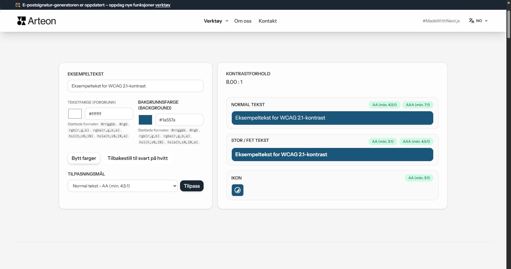 Fargekontrastsjekker – Arteon