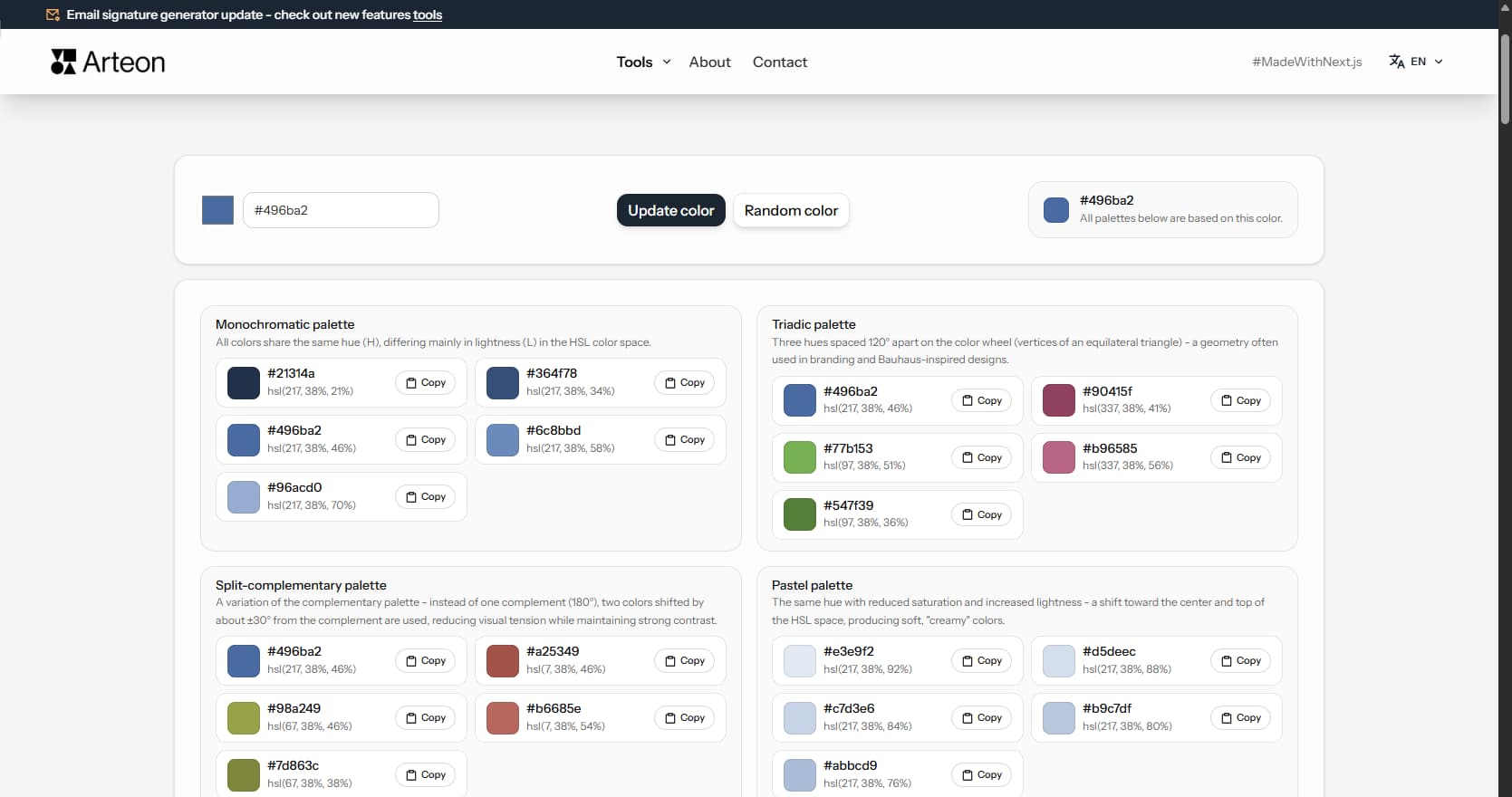 Color palette generator