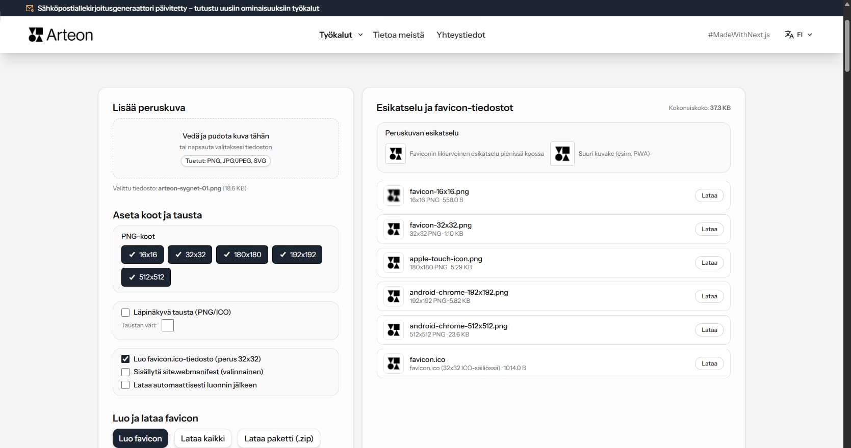 Favicon-generaattori Arteon