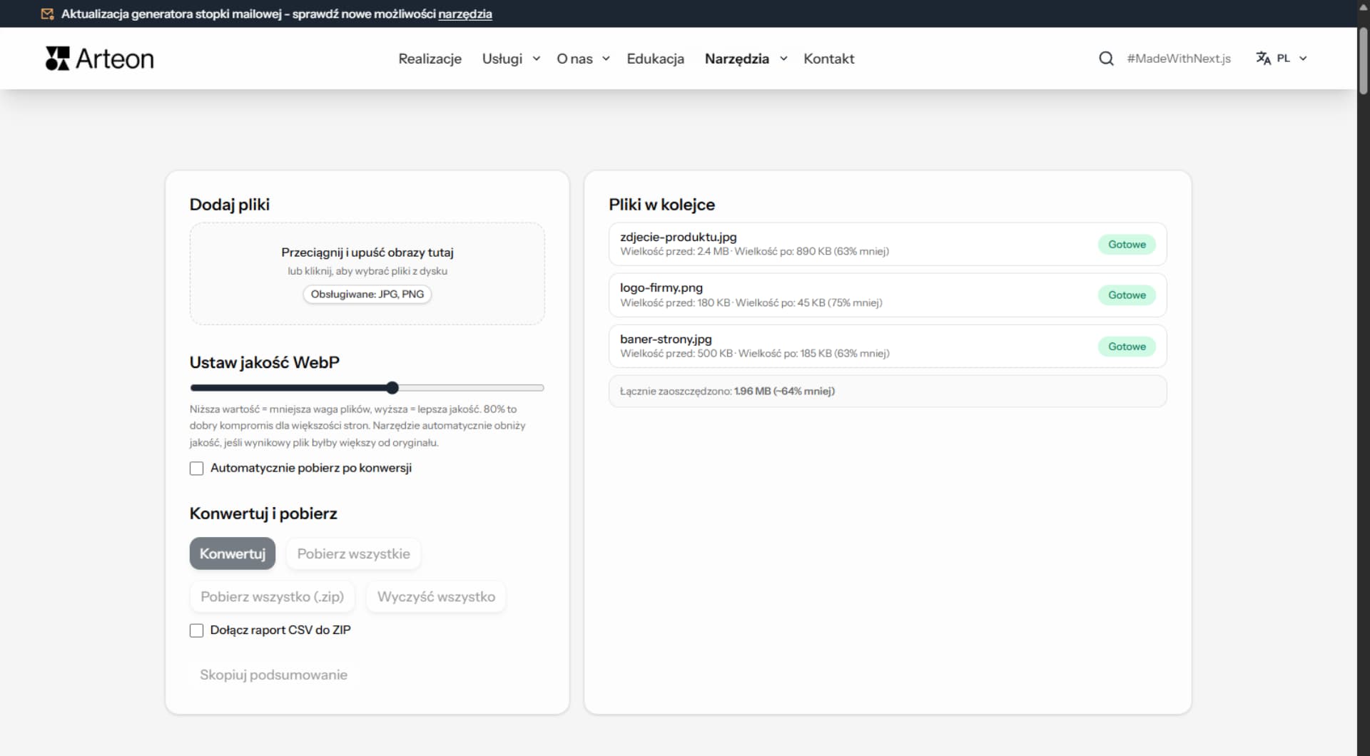 Konwerter JPG/PNG na WebP