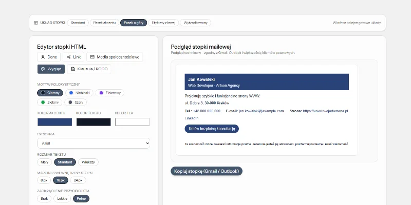Generator stopki mailowej