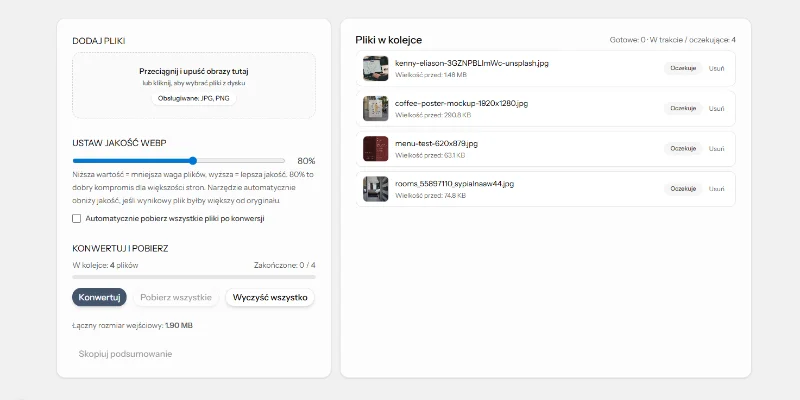 Konwerter JPG/PNG na WebP
