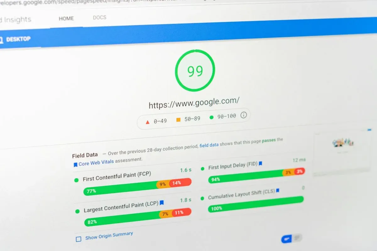 Page Speed - zrzut ekranu