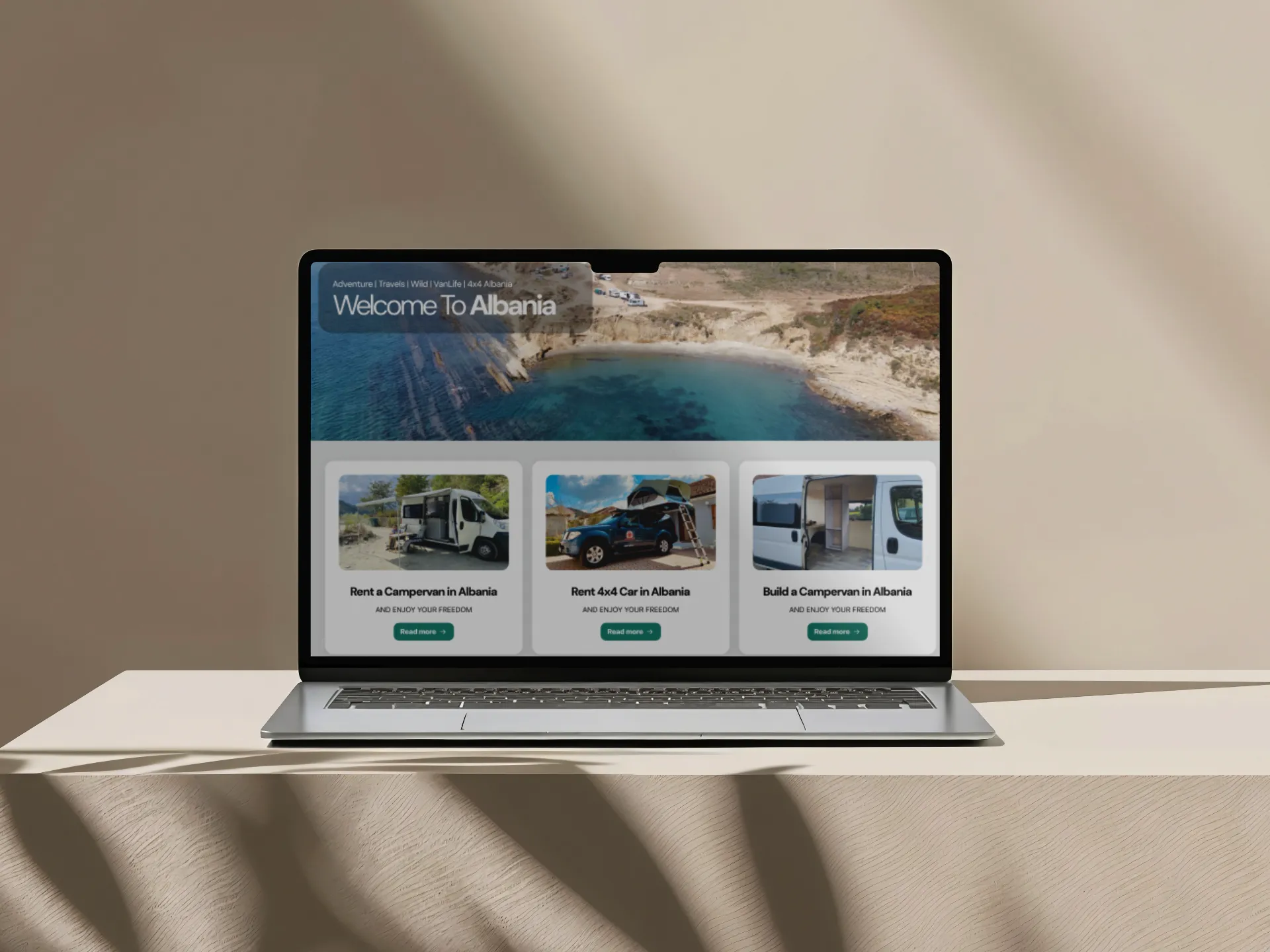 Zrzut ekranu projektu Redesign strony wypożyczalni kamperów - Camper Albania