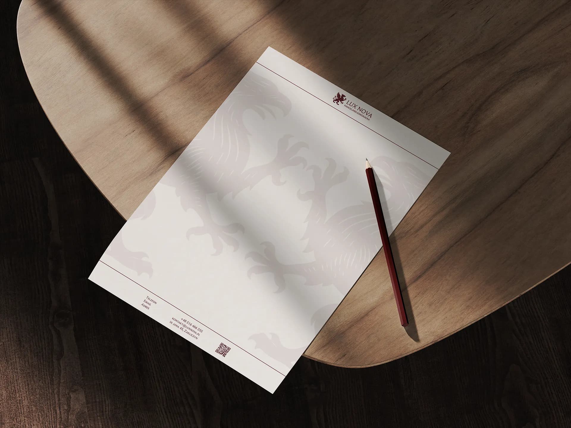 Zrzut ekranu projektu Papier firmowy dla kancelarii - LUX NOVA