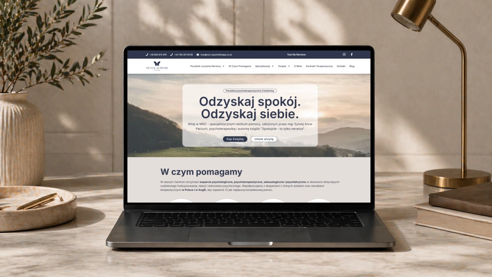 Strona internetowa dla gabinetu psychologicznego MSC Psychotherapy - realizacja Arteon