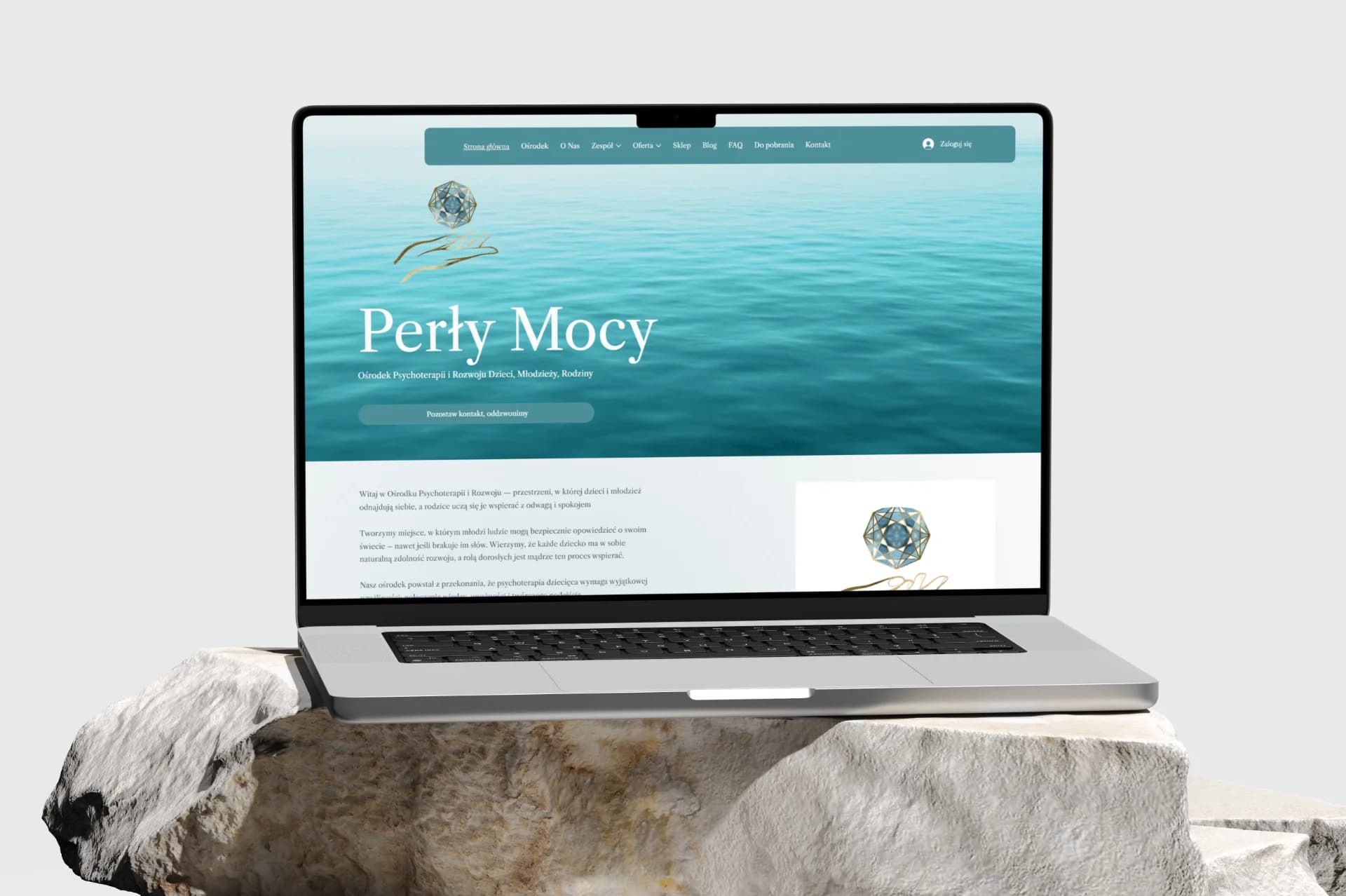 Strona WordPress dla ośrodka psychoterapii Perły Mocy - mockup realizacji Arteon