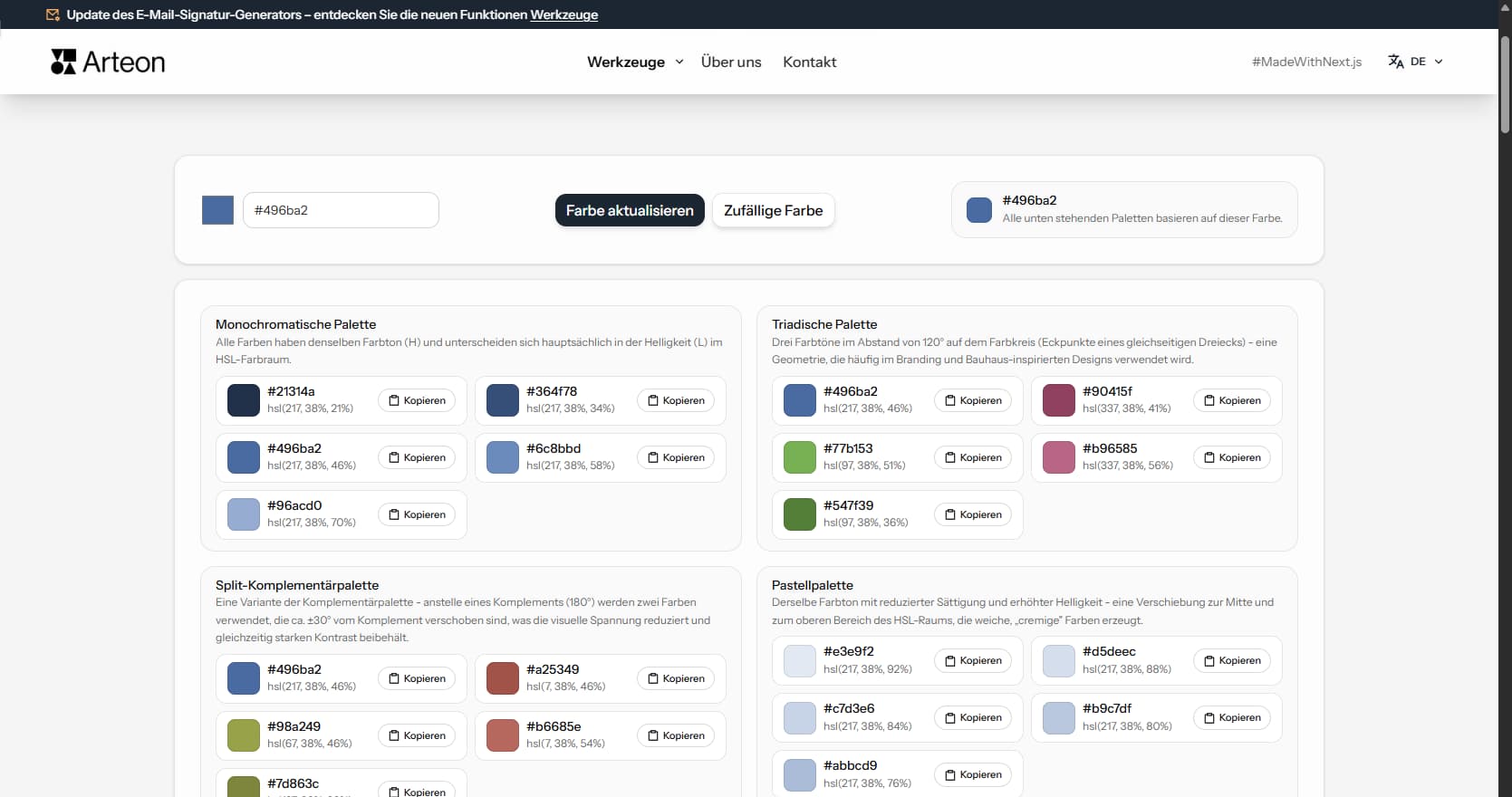 Farbpaletten-Generator – Arteon