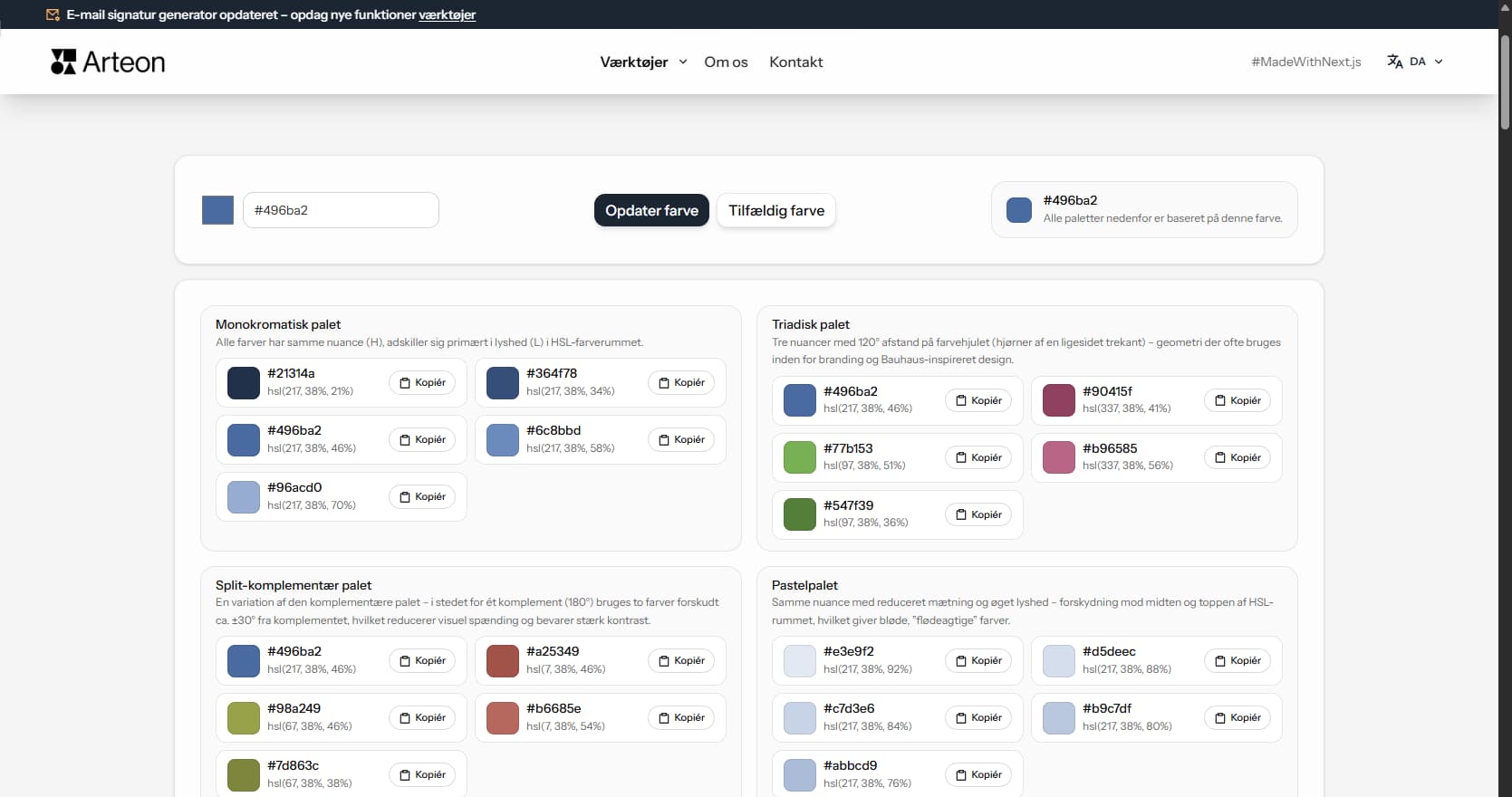 Farvepaletgenerator Arteon