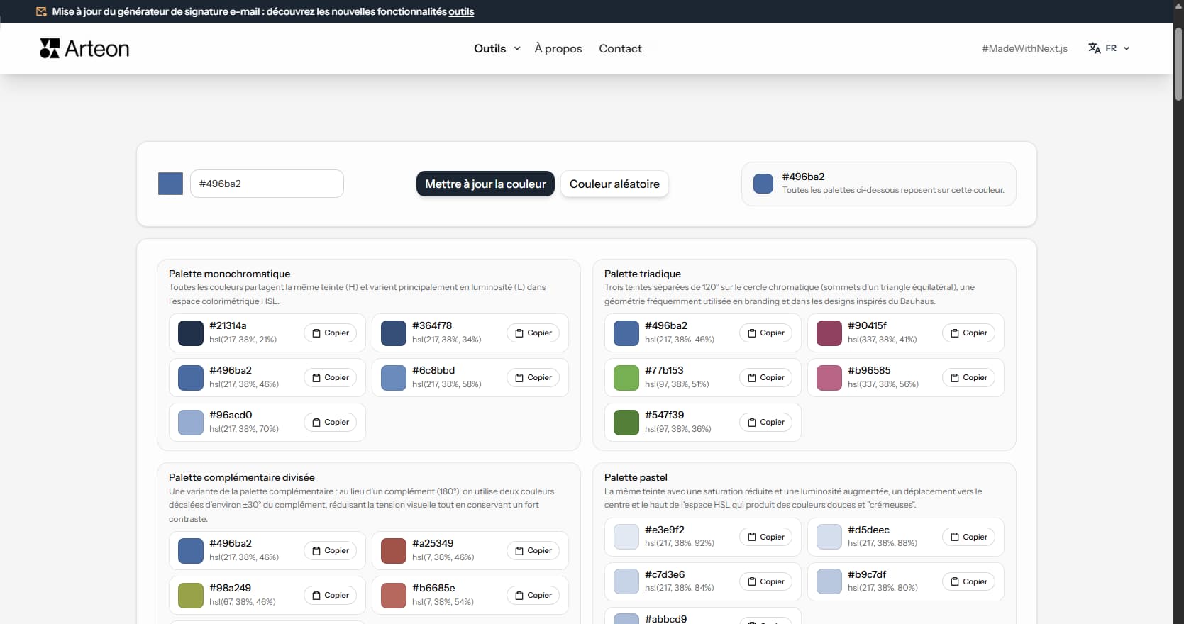 Générateur de palettes de couleurs – Arteon