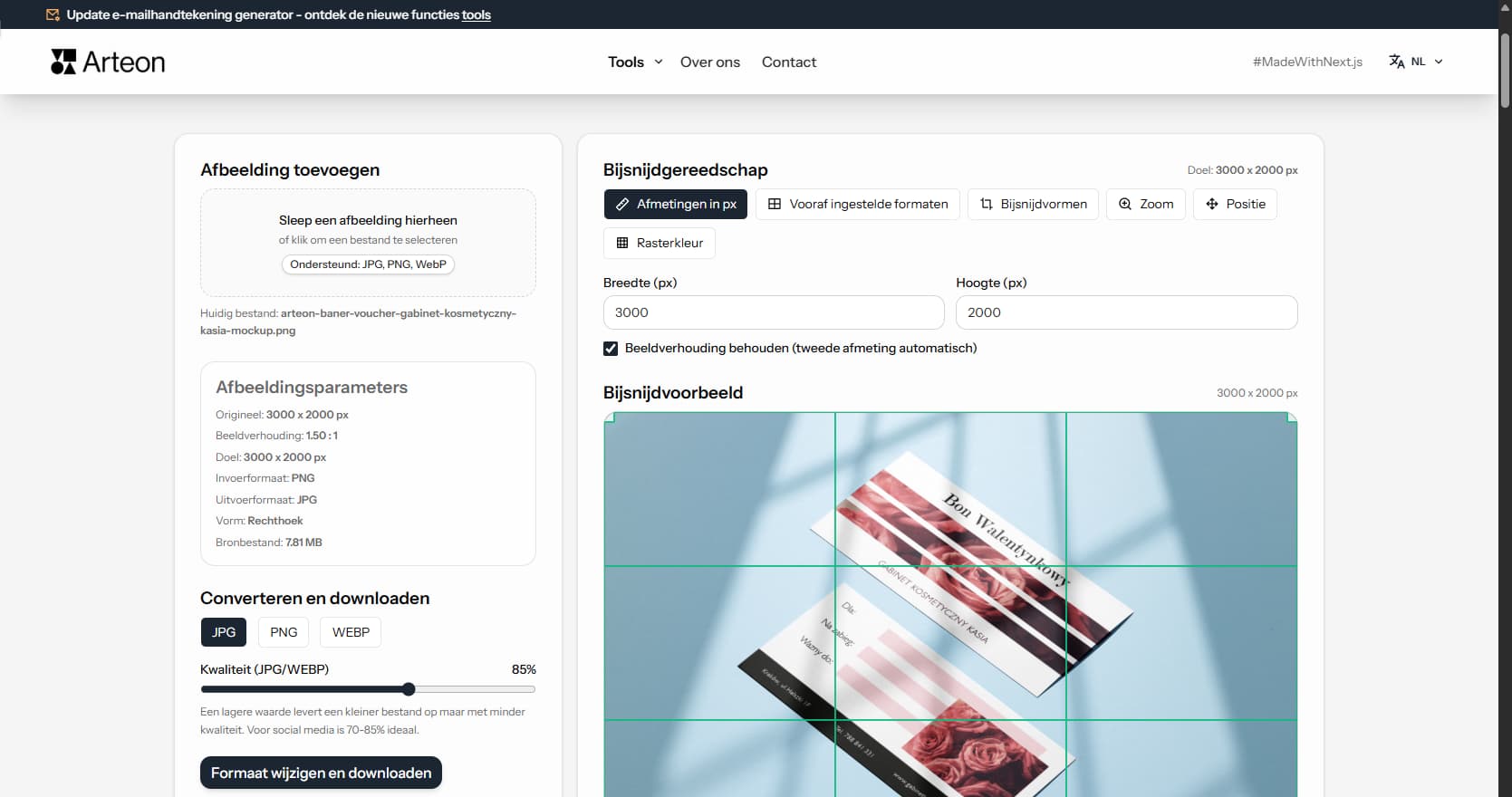 Online afbeeldingeneditor – Arteon