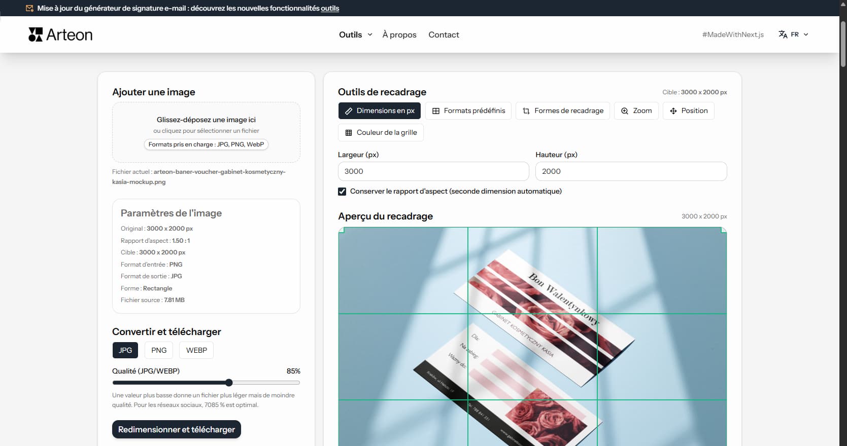 Éditeur d'images en ligne Arteon