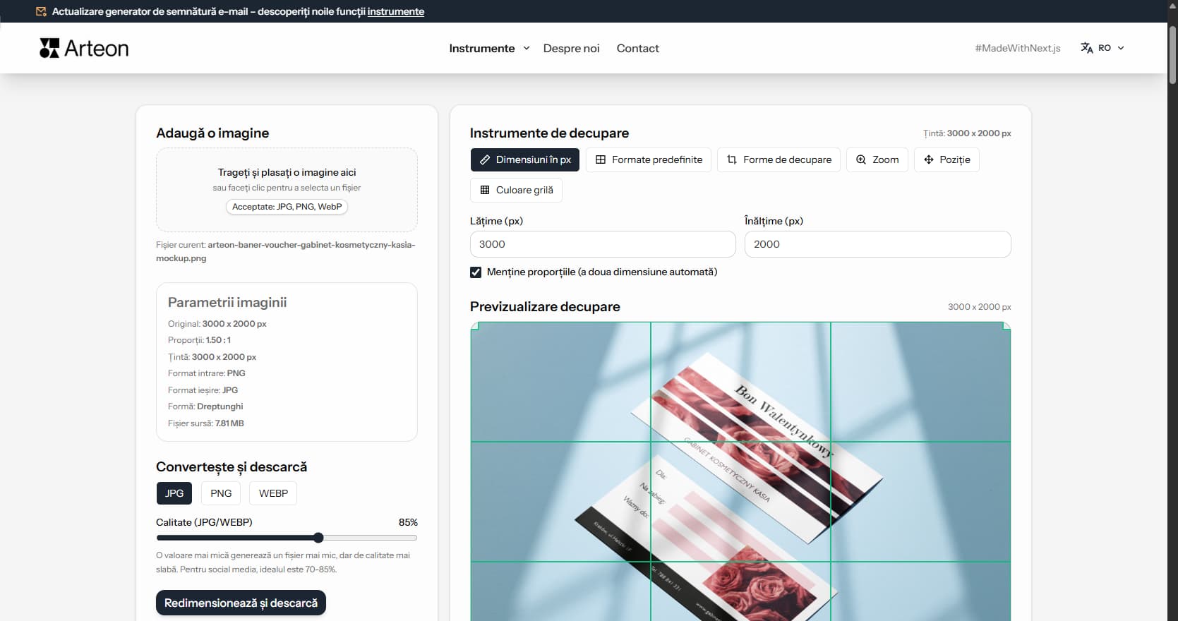 Editor de imagini online Arteon