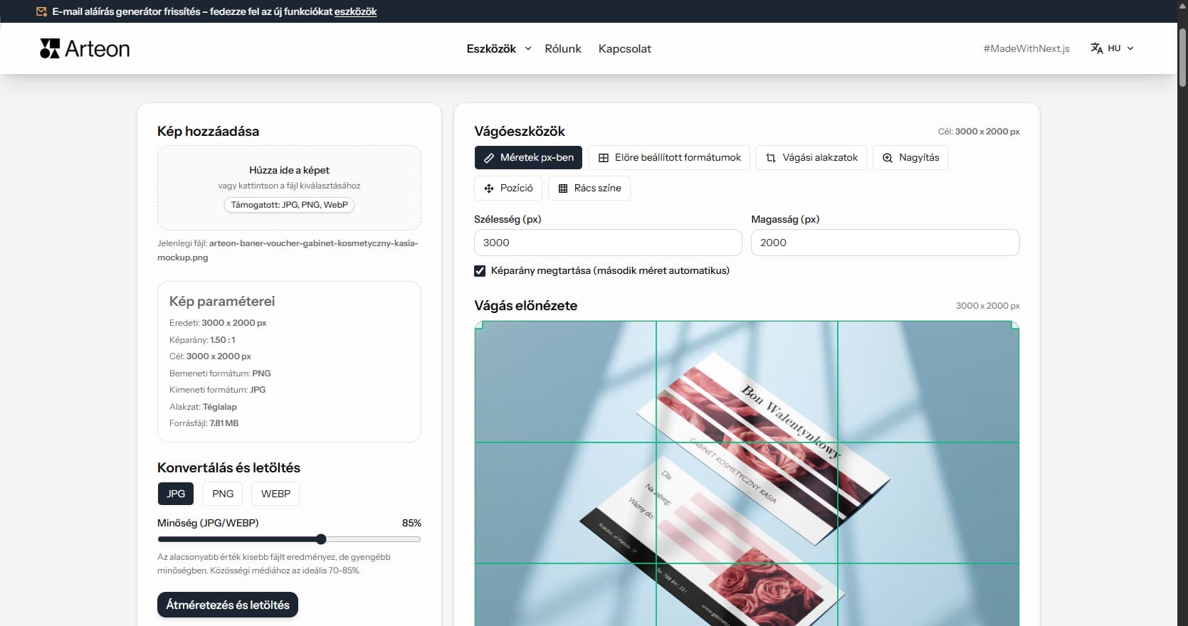 Online képszerkesztő Arteon