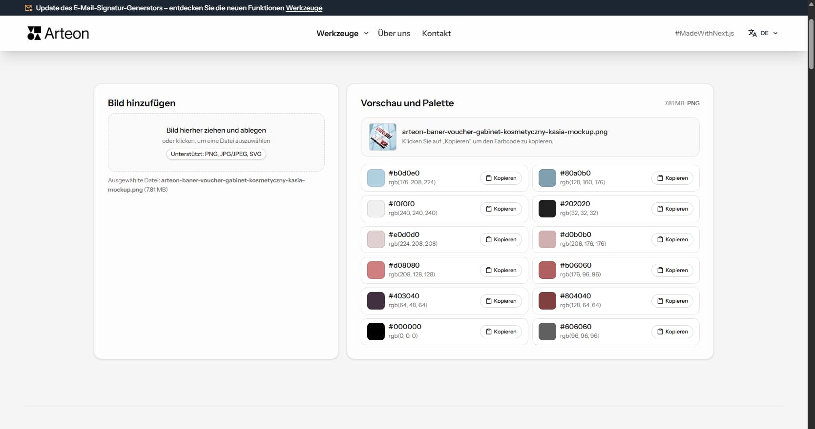 Bild-Farbextraktor – Arteon