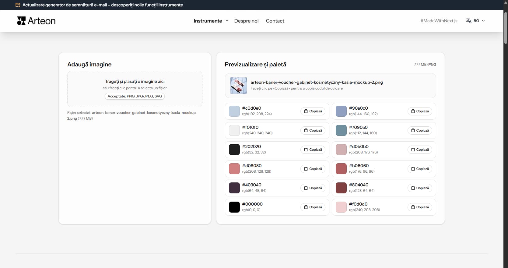 Extractor culori din imagine – Arteon