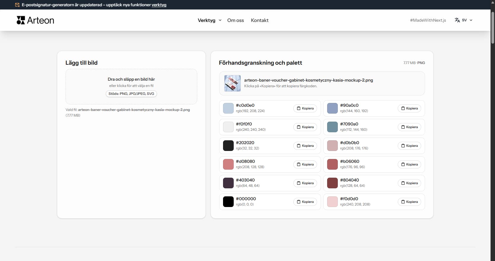 Fargextraktor fran bild Arteon