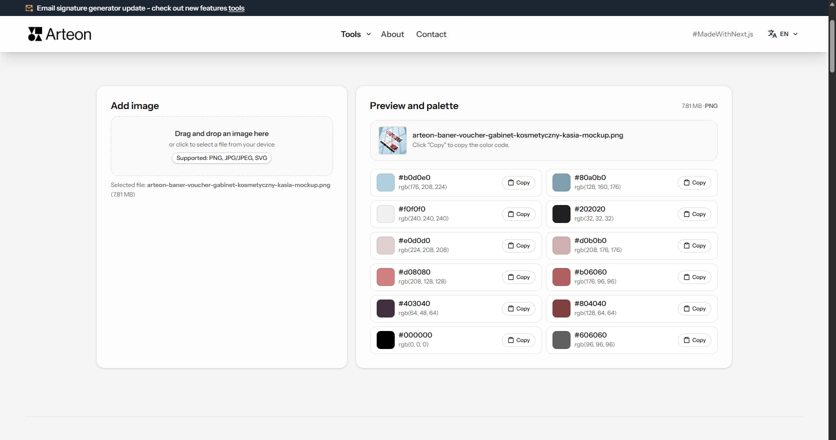 Image color extractor – Arteon