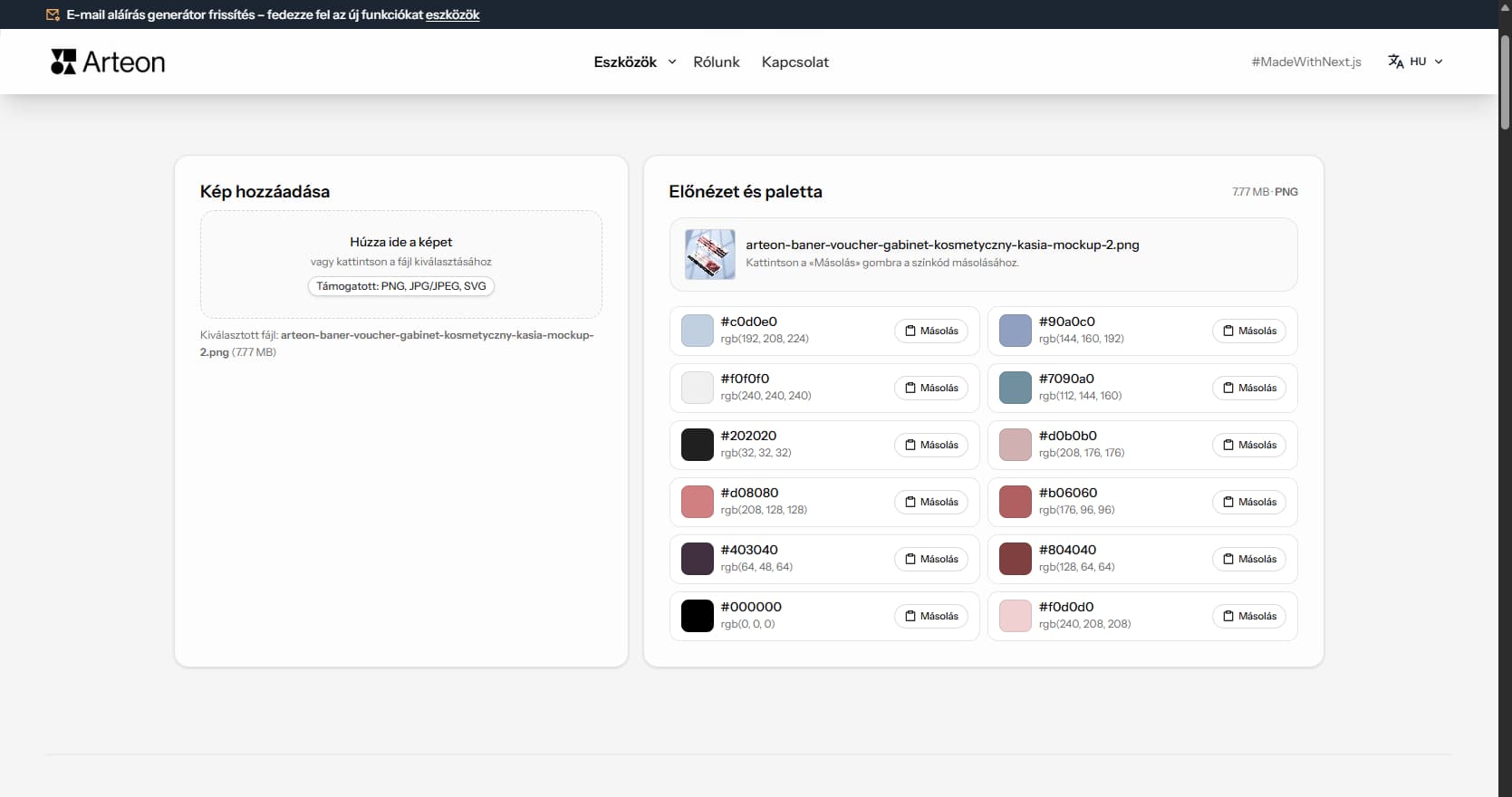 Színkinyerő képből Arteon