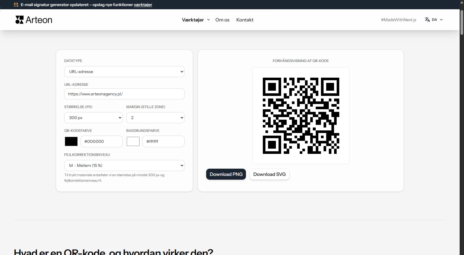 Gratis QR-kode-generator Arteon