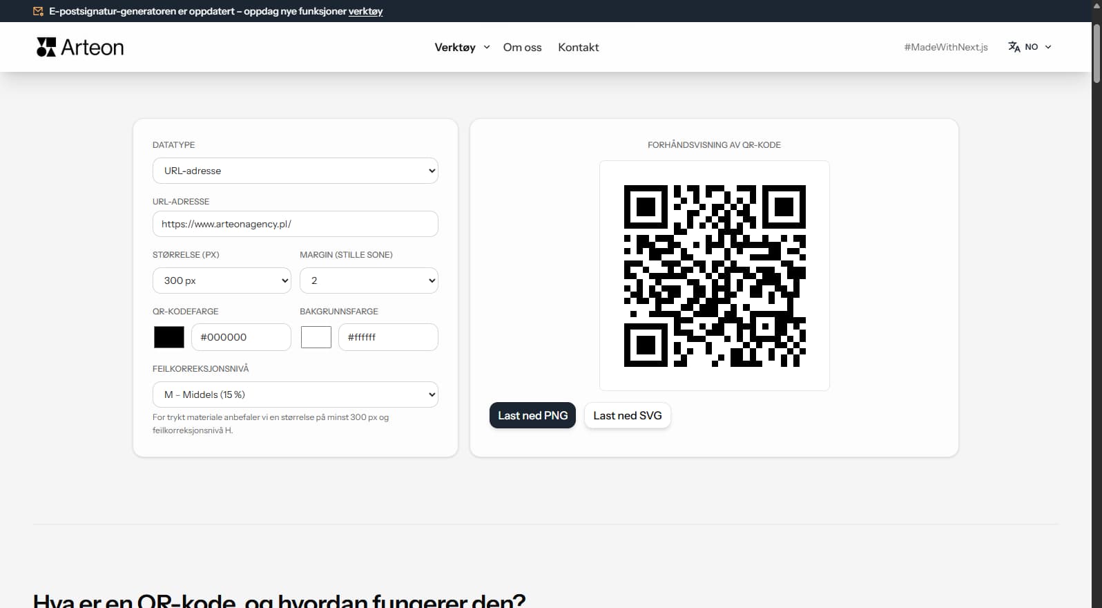 Gratis QR-kode-generator Arteon