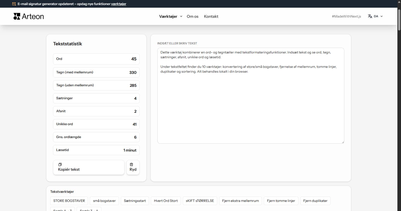 Ord- og tegntaeller Arteon
