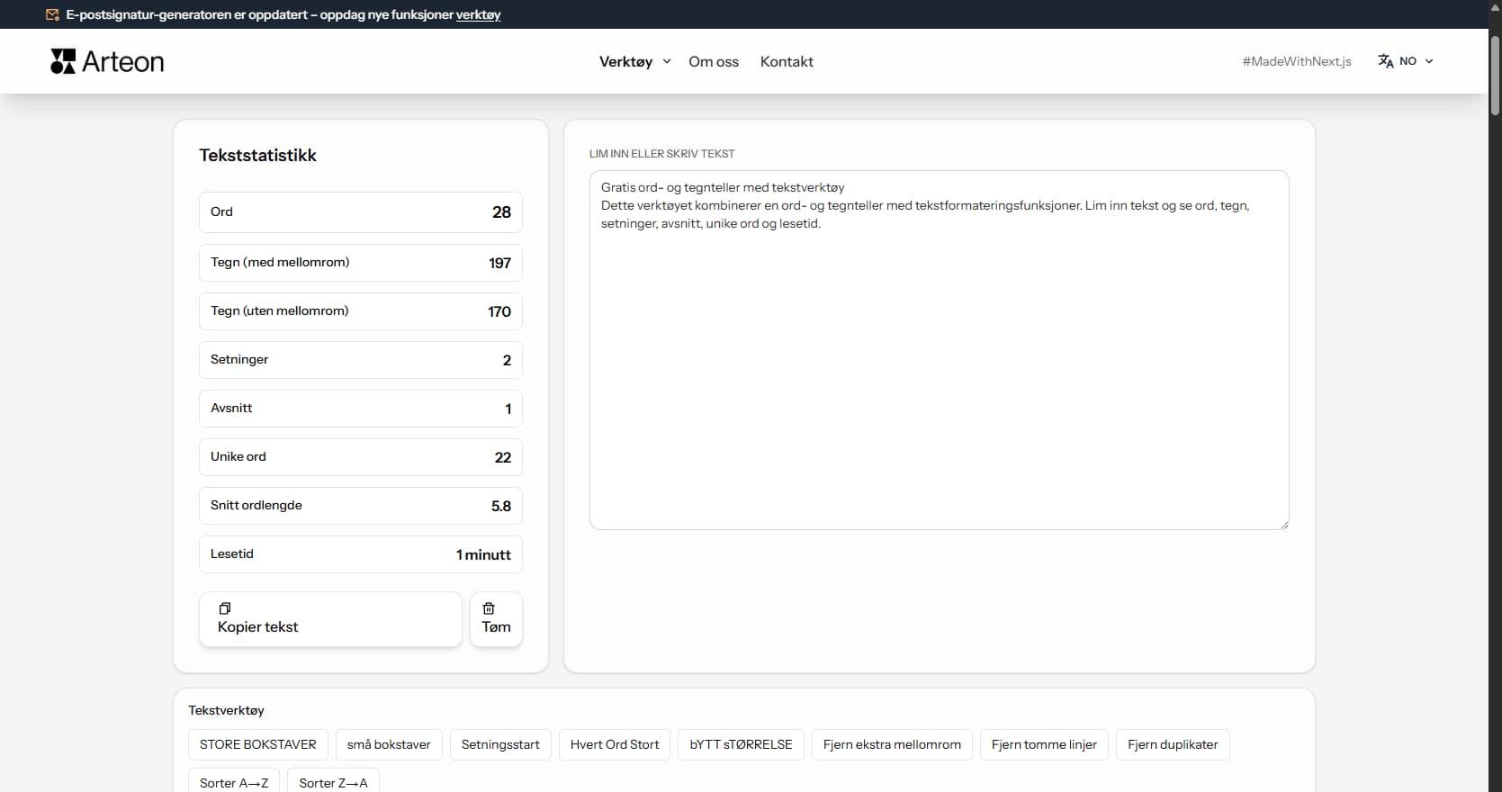 Ord- og tegnteller Arteon