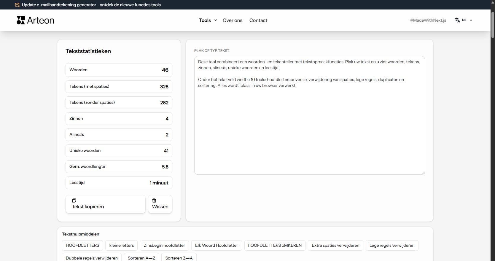 Woorden- en tekenteller Arteon