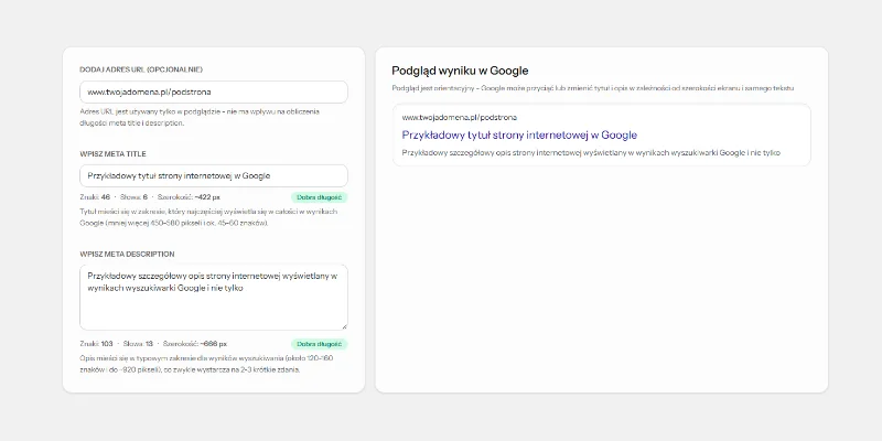 Sprawdź długość tytułu i opisu strony w Google